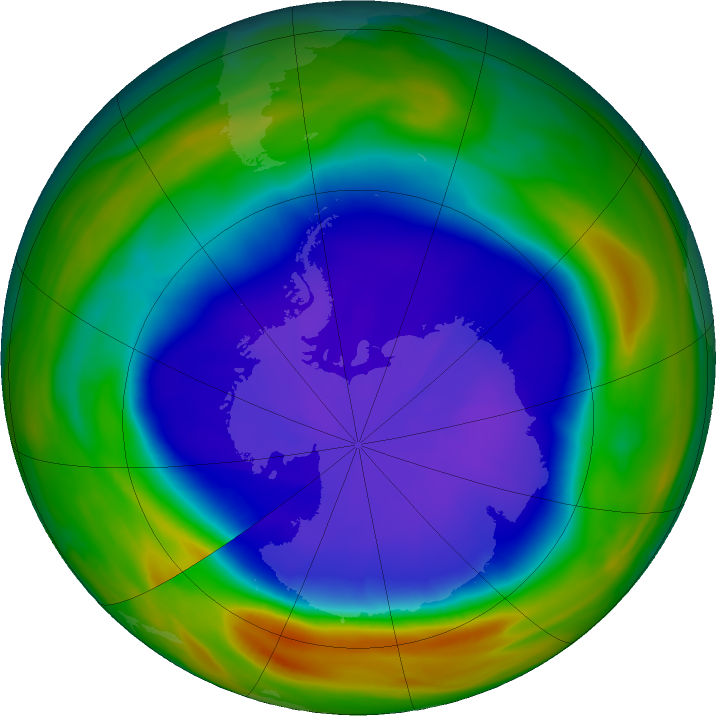 Antarctic ozone map for 20 September 2018